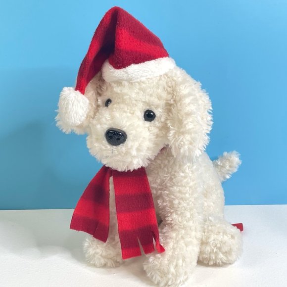 RARE Gitzy Beautifully Detailed‎ White Christmas Puppy Dog 12" Plush Stuffed Toy - Picture 2 of 7